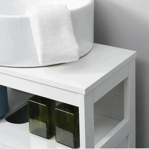 Rootz Kast Badkamer - Wastafelkast - Opbergkast - Kast - Met Open Compartiment - MDF - Wit - 60 x 30 x 60 cm