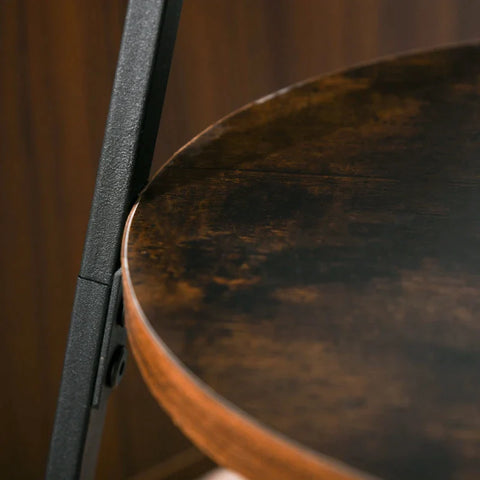 Rootz Kapstok - Scandi Design - Kledingrek - MDF Hout - Tassen Sjaals - 7 Kapstokhaken - Metalen Frame - Zwart + Bruin - 45L x 45W x 180H cm