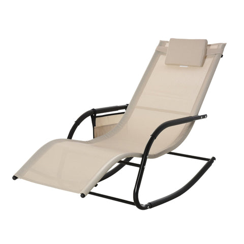 Rootz Rocking Chair - Sun Lounger - Garden Lounger - Beach Lounger - Beige - 150 x 62 x 88 cm