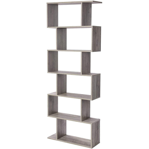 Rootz Bookcase - Cupboard - Storage Cabinet - Rectangular Compartments - 6 Levels - Gray - 74 x 24 x 190.5 cm