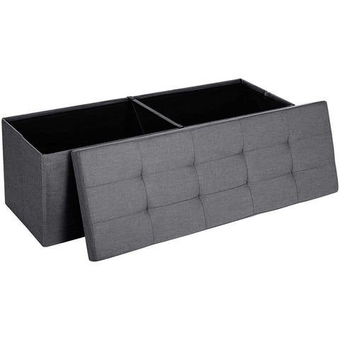 Rootz Hocker - Pouf - Folding Chair With Storage Space - Chest - Bench - Dark Gray