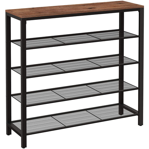 Rootz Shoe Rack - Shoe Cabinet for 16 Pairs of Shoes - Industrial Vintage Design - Wood and Metal - 100 x 30 x 92.5 cm