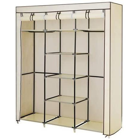 Rootz Wardrobe XXL - Wardrobe - Foldable Wardrobe - Beige - 150 x 175 x 45 cm (WxH x D)