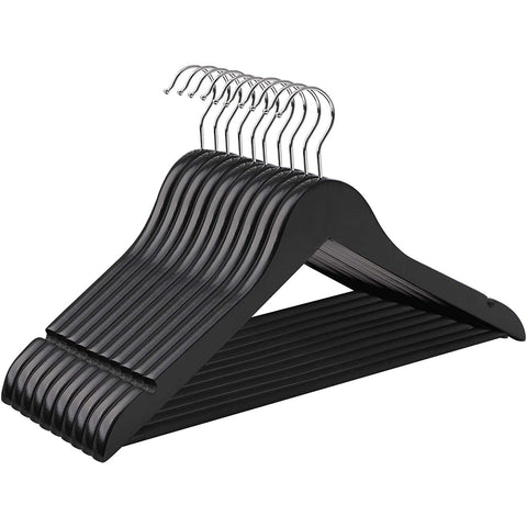 Rootz Kleiderbügel aus Ahornholz 10 Stück – Kleiderbügel – drehbar – Schwarz – 44,5 x 1,2 x 23 cm (LxBxH)