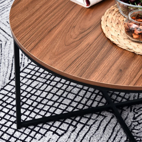 Rootz Salontafel - Industriële stijl - Houteffect - Metalen Poten - Spaanplaat - Bruin