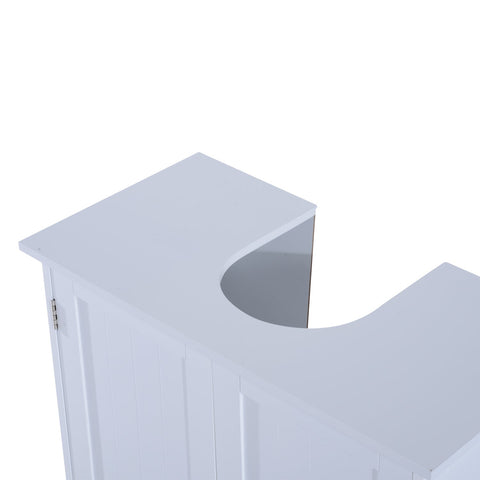 Rootz Washbasin Base Cabinet - Bathroom Cabinet - 2 Doors - Washbasin Cabinet - L60 x D30 x H60 cm - Height Adjustable Shelf - Siphon Cutout - White - MDF