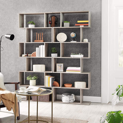 Rootz Bookcase - Cupboard - Storage Cabinet - Rectangular Compartments - 6 Levels - Gray - 74 x 24 x 190.5 cm