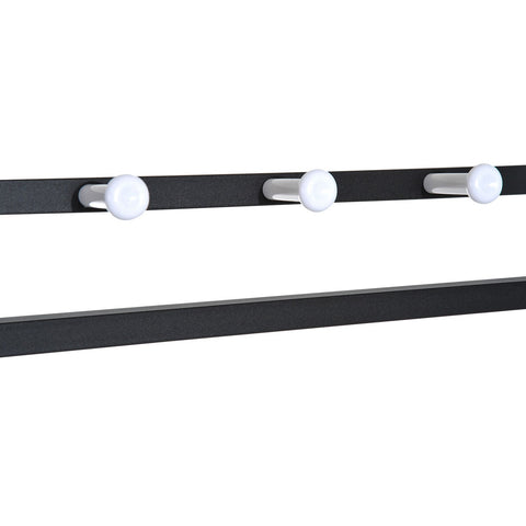 Rootz Wardrobe Rack - Coat Rack - Shoe Bench - Shoe Rack - 1 Hanging Rod - 5 Hooks - Metal - Faux Leather - Black - Brown