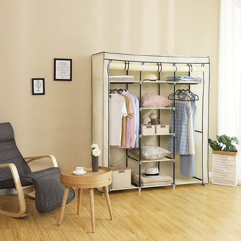 Rootz Wardrobe XXL - Wardrobe - Foldable Wardrobe - Beige - 150 x 175 x 45 cm (WxH x D)