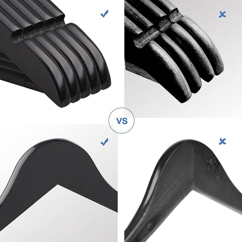 Rootz Kleiderbügel aus Ahornholz 10 Stück – Kleiderbügel – drehbar – Schwarz – 44,5 x 1,2 x 23 cm (LxBxH)