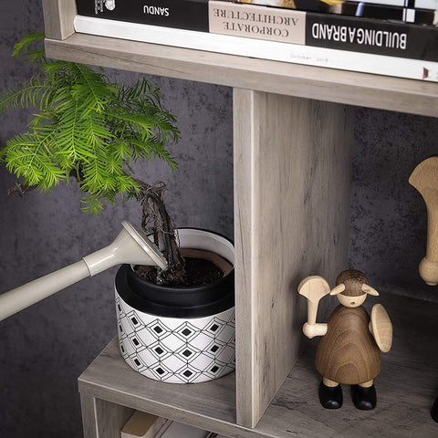 Rootz Bookcase - Cupboard - Storage Cabinet - Rectangular Compartments - 6 Levels - Gray - 74 x 24 x 190.5 cm