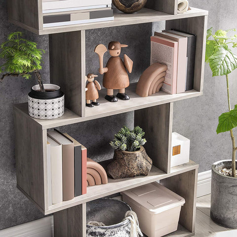 Rootz Bookcase - Cupboard - Storage Cabinet - Rectangular Compartments - 6 Levels - Gray - 74 x 24 x 190.5 cm