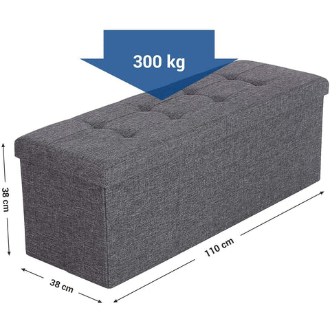 Rootz Hocker - Pouf - Folding Chair With Storage Space - Chest - Bench - Dark Gray