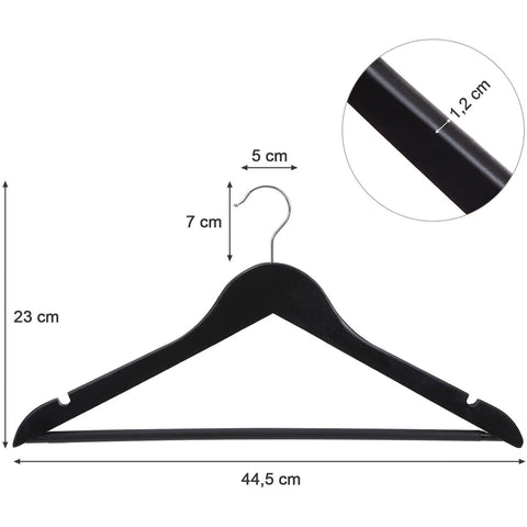 Rootz Kleiderbügel aus Ahornholz 10 Stück – Kleiderbügel – drehbar – Schwarz – 44,5 x 1,2 x 23 cm (LxBxH)