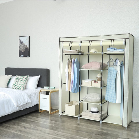 Rootz Wardrobe XXL - Wardrobe - Foldable Wardrobe - Beige - 150 x 175 x 45 cm (WxH x D)