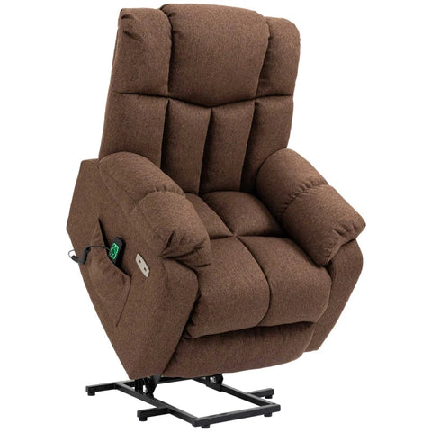Rootz Stand-Up Chair -  2-in-1 Recliner Chair - With Reclining Function - Remote Control - Linen Polyester/Steel - Brown - 92 x 95 x 107 cm
