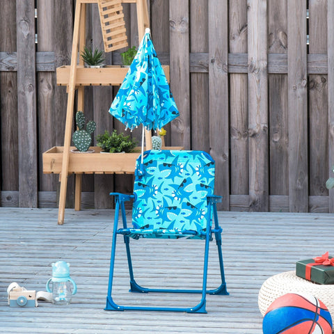 Rootz Beach Chair - Camping Chair - Foldable - With Parasol - Polyester - Blue