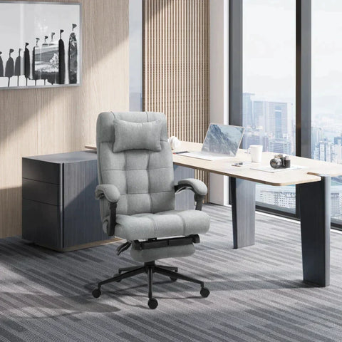 Rootz Office Chair - Armrests Desk Chair - Desk Chair - Swivel Chair - Light Gray - 66 x 70 x 116-124 cm