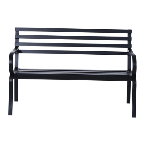 Rootz Garden Bench - 2-Seater Bench - Outdoor Bench - Bench - Metal - Black - 125 x 62 x 82 cm