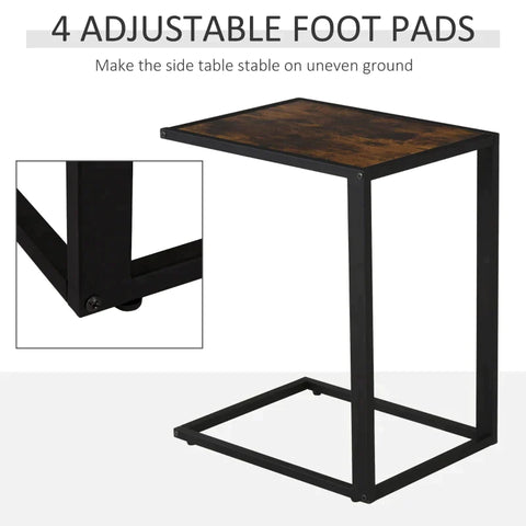 Rootz Side Table - C-shape Side Table - Coffee Table - Standing Table - Metal Mdf - Rustic Brown - 40.6 x 50.8 x 64.2 cm