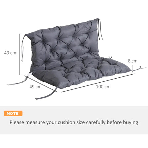 Rootz Bench Cushion - Bench Pad - Chair Cushion - Swing Chair Cushion - Cushion - Grey - L98 x W100 x D8cm