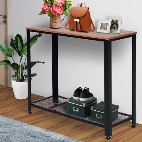 Rootz Console Table - Sideboard - Side Table - Open Shelf - Brown - Black - 101 x 35 x 80 cm