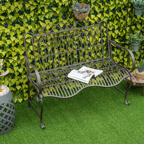 Rootz Tuinbank - Parkbank Voor 2 Personen - RVS - Antiek Design - Zilver - 110 x 60 x 97 cm