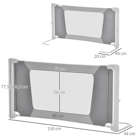Rootz Bed Rail - L-shaped Bed Rail - Baby's Safety - Grey - 150 cm x 44 cm x 104.5 cm
