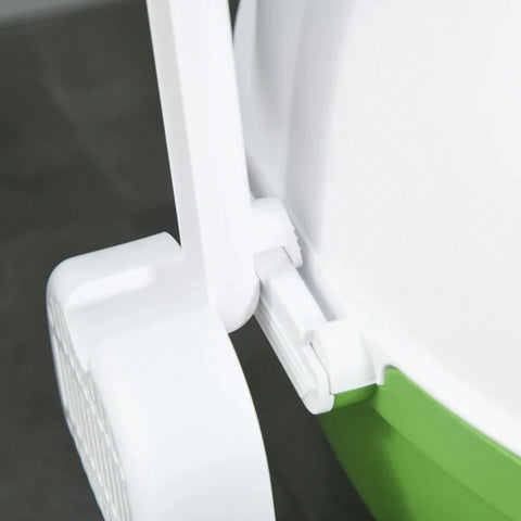 Rootz Cat Litter Box - Strainer - Scoop - Cats Up To 4kg - Easy To Clean - Cute Design -  Plastic - Green + White - 53L x 51W x 48H cm