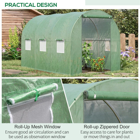 Rootz Greenhouse - Walk-in Greenhouse - Cold Frame - Poly Tunnel - Frost Protection - Dark Green - 3L X 2W X 2H M
