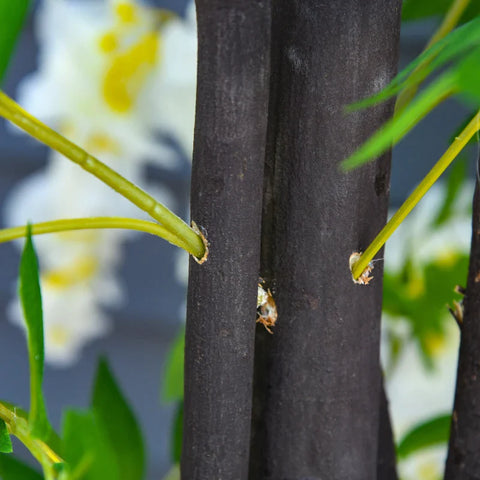 Rootz Kunstplant met Witte Blauweregen Decoratie - 1,65 m Kunstplanten in Pot - Kunstboomdecoratie - Kunststof - Cement - Wit + Groen - 24 x 24 x 165 cm