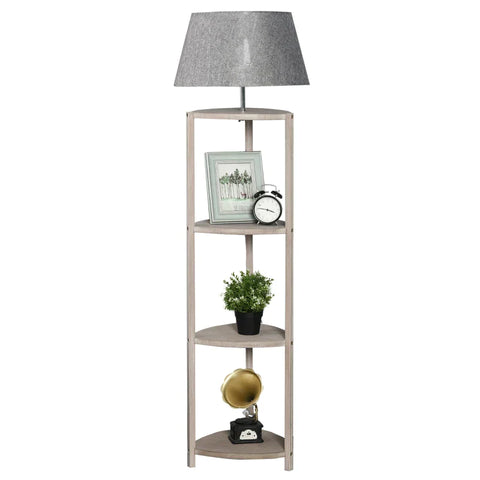 Rootz Floor Lamp - Lampshade - Lamp Shelf - Living Room - Bedroom - Grey - 46 x 46 x 158.5 Cm