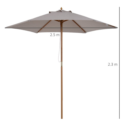 Rootz Parasol - Garden Parasol - Sun Protection - Umbrella Canopy - 3 Tier - Bamboo - Grey