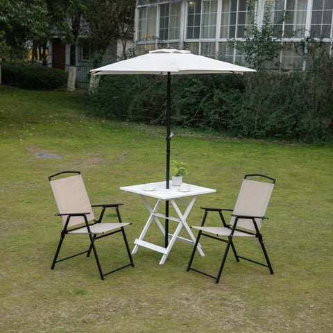 Rootz Patio Table - Garden Table - Square Table - Foldable Table - Poplar Wood -white - 70 x 70 x 70 cm