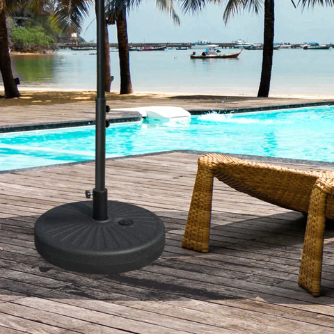 Rootz Parasol - Parasol Stand for Parasol - Parasol Poles - Parasol Base for Garden Terrace Balcony - Cement - Black - Ø51 x 12H cm