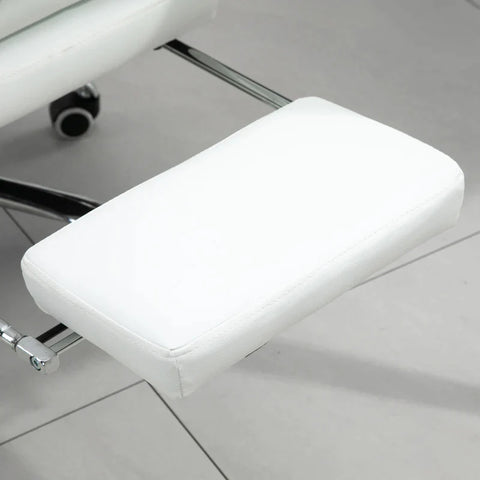 Rootz Bureaustoel - Voetensteun - In Hoogte Verstelbaar - Bureaustoel - Draaistoel - Rugleuning - Kunstleer - Wit - 66 x 72 x 122-130 cm