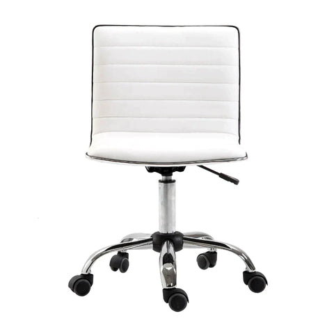 Rootz Barber Chair - Salon Chair - Swivel Chair - Office Chair - Height Adjustable - Steel PU - White - 48 x 52 x 78-90 cm