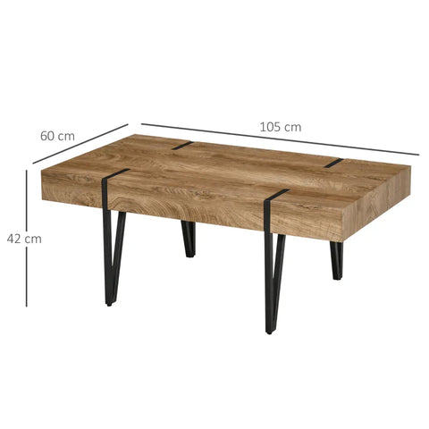 Rootz Coffee Table - Side Table - Industrial Design - Black + Brown - 105 cm x 60 cm x 42 cm