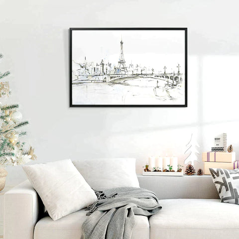 Rootz Wall Art - Art Print - Wall Pictures - With Eiffel Tower Motif - UV Printing - Embossing Technique - Including Mounting Material - 93 cm x 2.5 cm x 63 cm