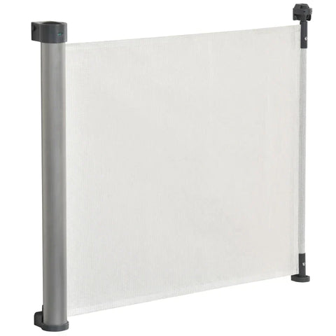 Rootz Pet Gate - Stair Gate - Extendable Door Gate - Roll One-hand Operation Door Gate - Stair Protection Barrier Gate For Dog - Door Protection - White - 140 x 10.5 x 88 cm