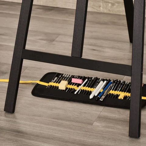 Rootz Easel - Easel Sitting And Standing Easel - Foldable Studio Easel - 90° Adjustable With Holder For Art Painting- Pine Wood - Black - 51.5 x 71.5 x 134.5 cm