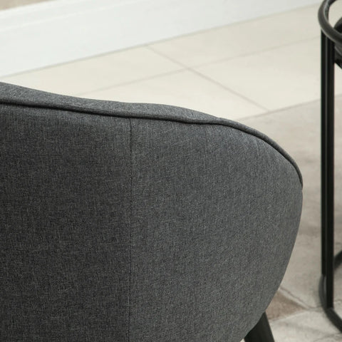 Rootz Lounge Chair – Cocktailstuhl – Wohnzimmerstuhl – Bürostuhl – Polsterstuhl für Wohnzimmer – Schlafzimmer – Kinderzimmer – Esszimmer – Modern mit Leinenoptik – Holz – Grau – 71 x 65 x 75 cm