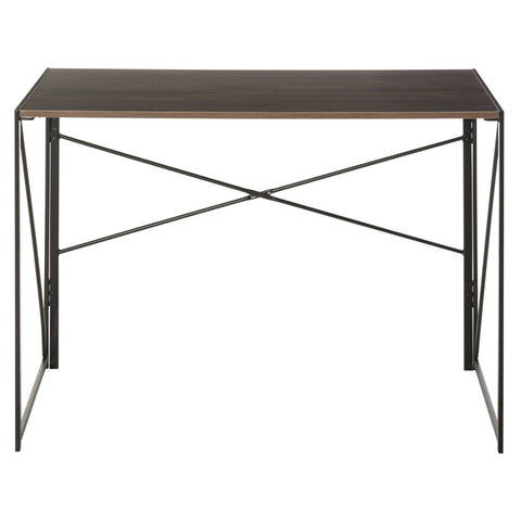 Rootz Schreibtisch – Schreibtisch – Computertisch – klappbar – Bürotisch – Industrie – verarbeitetes Holz – Stahl – Braun – Schwarz