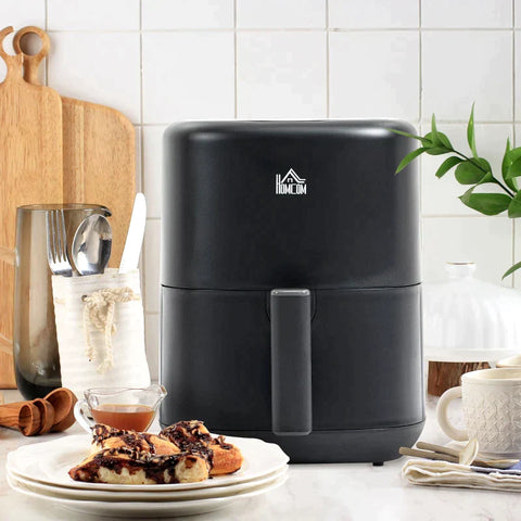 Rootz Hot Air Fryer - 3 L 1300W With 12 Menus - LED Display - Non-stick Coated Basket For Healthy Oil - Low-fat Cooking - Black - 29.5 x 23.8 x 30.3 cm