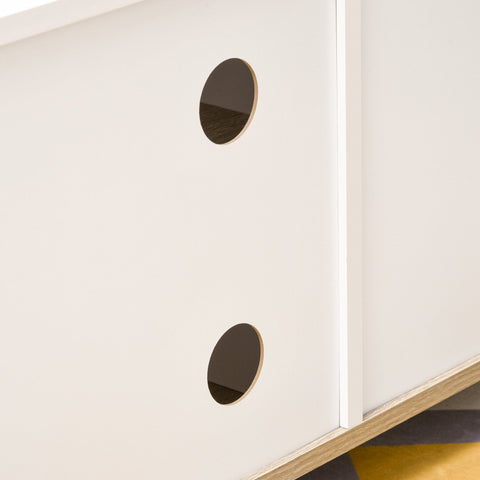 Rootz TV Furniture - On Wheels - 2 Open Shelves - Storage Compartment - Natural Color - White - 80 x 45 x 39.5 cm