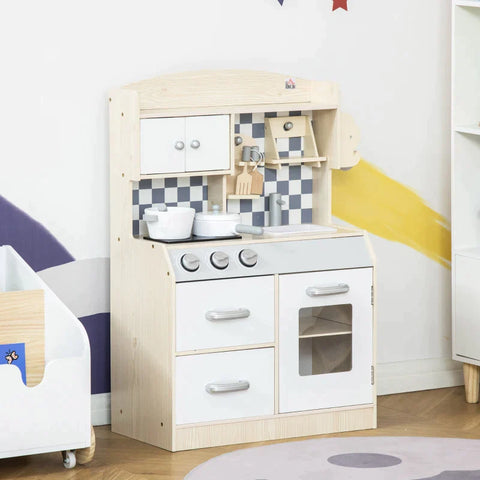 Rootz Children's Kitchen Playset - Children's Kitchen - Wooden Kitchen - Kitchen Toys - 54.5 x 29 x 80 cm