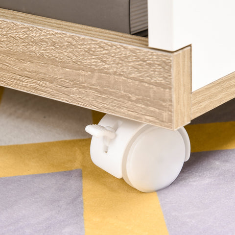 Rootz TV Furniture - On Wheels - 2 Open Shelves - Storage Compartment - Natural Color - White - 80 x 45 x 39.5 cm