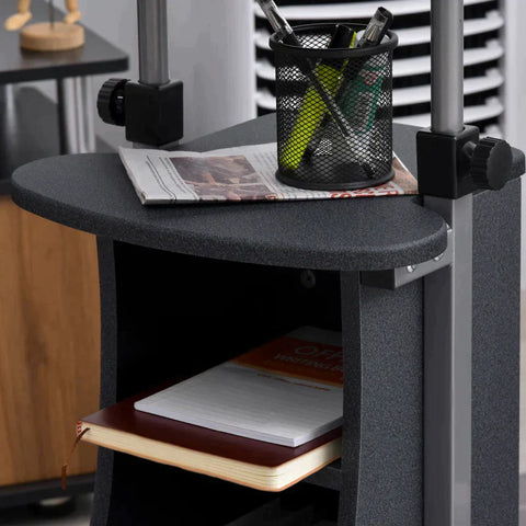 Rootz Laptop Table - Laptop Stand - Notebook Table - Computer Tablet - Castors And Shelf - Black - 54 x 40 x 80-115 cm