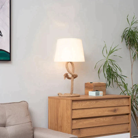 Rootz Nachttischlampe – Tischlampe – Wohnzimmer – Schlafzimmer – Arbeitszimmerlampe – Beige + Braun – 21 cm x 18 cm x 46 cm