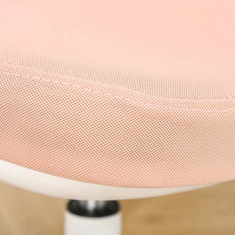 Rootz Office Chair - Swivel Chair Without Armrests - Height Adjustable Foam - ABS Metal - White/Pink - 46 x 51 x 78-87.5 cm